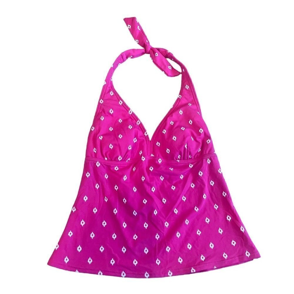 Lands End Swimsuit Womens Top Size 4 Pink Halter Tank Swimsuit Nwt Swimwear